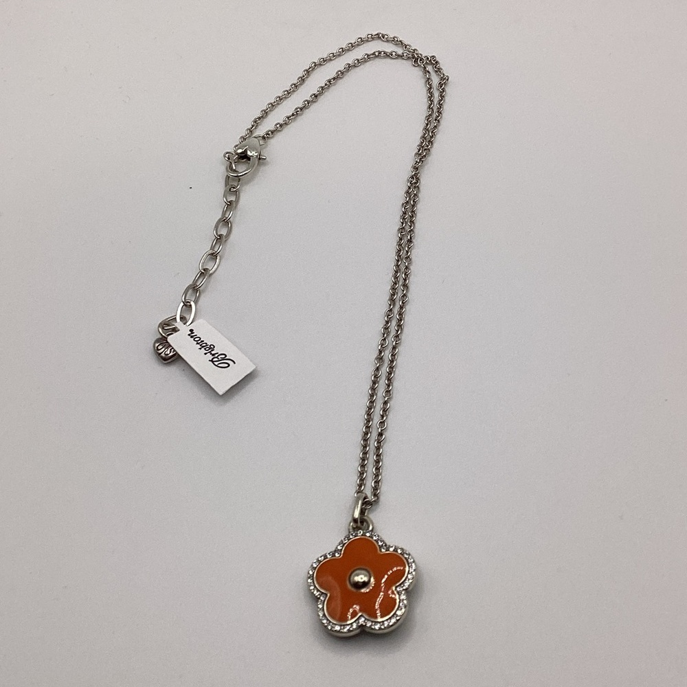 Brighton Dazzling Love Orange Flower Pendant Necklace. NWT